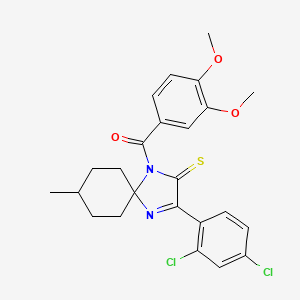 3-(2,4-dichlorophenyl)-1-(3,4-dimethoxybenzoyl)-8-methyl-1,4-diazaspiro[4.5]dec-3-ene-2-thione