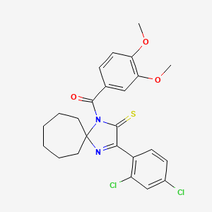 3-(2,4-dichlorophenyl)-1-(3,4-dimethoxybenzoyl)-1,4-diazaspiro[4.6]undec-3-ene-2-thione