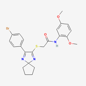 2-{[3-(4-bromophenyl)-1,4-diazaspiro[4.4]nona-1,3-dien-2-yl]sulfanyl}-N-(2,5-dimethoxyphenyl)acetamide