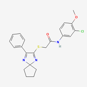 N-(3-chloro-4-methoxyphenyl)-2-({3-phenyl-1,4-diazaspiro[4.4]nona-1,3-dien-2-yl}sulfanyl)acetamide