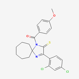 molecular formula C23H22Cl2N2O2S B6517072 3-(2,4-dichlorophenyl)-1-(4-methoxybenzoyl)-1,4-diazaspiro[4.6]undec-3-ene-2-thione CAS No. 899917-68-1