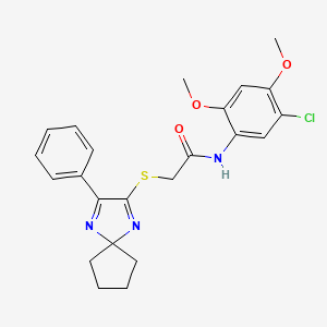 N-(5-chloro-2,4-dimethoxyphenyl)-2-({3-phenyl-1,4-diazaspiro[4.4]nona-1,3-dien-2-yl}sulfanyl)acetamide