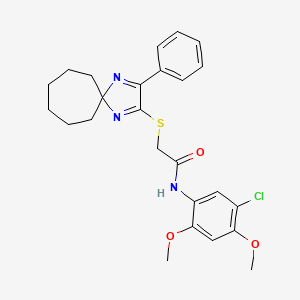 molecular formula C25H28ClN3O3S B6517138 N-(5-chloro-2,4-dimethoxyphenyl)-2-({3-phenyl-1,4-diazaspiro[4.6]undeca-1,3-dien-2-yl}sulfanyl)acetamide CAS No. 899918-38-8