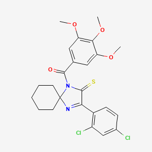 molecular formula C24H24Cl2N2O4S B6517147 3-(2,4-dichlorophenyl)-1-(3,4,5-trimethoxybenzoyl)-1,4-diazaspiro[4.5]dec-3-ene-2-thione CAS No. 899918-57-1