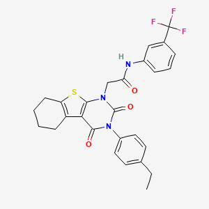 2-[4-(4-ethylphenyl)-3,5-dioxo-8-thia-4,6-diazatricyclo[7.4.0.0^{2,7}]trideca-1(9),2(7)-dien-6-yl]-N-[3-(trifluoromethyl)phenyl]acetamide