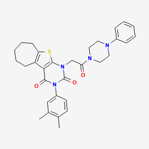 4-(3,4-dimethylphenyl)-6-[2-oxo-2-(4-phenylpiperazin-1-yl)ethyl]-8-thia-4,6-diazatricyclo[7.5.0.0^{2,7}]tetradeca-1(9),2(7)-diene-3,5-dione