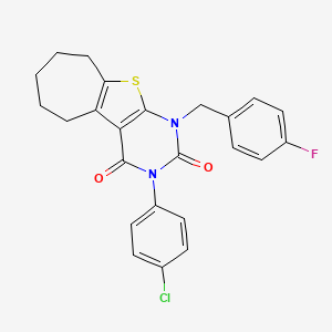 4-(4-chlorophenyl)-6-[(4-fluorophenyl)methyl]-8-thia-4,6-diazatricyclo[7.5.0.0^{2,7}]tetradeca-1(9),2(7)-diene-3,5-dione