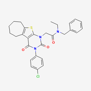 N-benzyl-2-[4-(4-chlorophenyl)-3,5-dioxo-8-thia-4,6-diazatricyclo[7.5.0.0^{2,7}]tetradeca-1(9),2(7)-dien-6-yl]-N-ethylacetamide