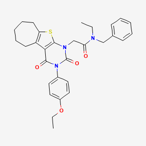 N-benzyl-2-[4-(4-ethoxyphenyl)-3,5-dioxo-8-thia-4,6-diazatricyclo[7.5.0.0^{2,7}]tetradeca-1(9),2(7)-dien-6-yl]-N-ethylacetamide