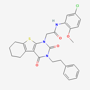 N-(5-chloro-2-methoxyphenyl)-2-[3,5-dioxo-4-(2-phenylethyl)-8-thia-4,6-diazatricyclo[7.4.0.0^{2,7}]trideca-1(9),2(7)-dien-6-yl]acetamide