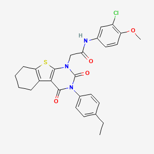 N-(3-chloro-4-methoxyphenyl)-2-[4-(4-ethylphenyl)-3,5-dioxo-8-thia-4,6-diazatricyclo[7.4.0.0^{2,7}]trideca-1(9),2(7)-dien-6-yl]acetamide
