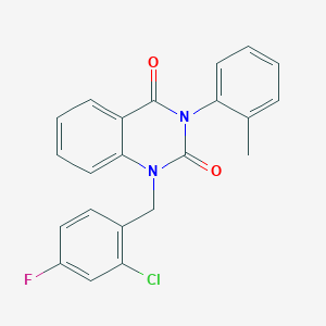 molecular formula C22H16ClFN2O2 B6517383 1-[(2-chloro-4-fluorophenyl)methyl]-3-(2-methylphenyl)-1,2,3,4-tetrahydroquinazoline-2,4-dione CAS No. 899900-59-5