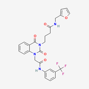 molecular formula C26H23F3N4O5 B6517451 4-[2,4-dioxo-1-({[3-(trifluoromethyl)phenyl]carbamoyl}methyl)-1,2,3,4-tetrahydroquinazolin-3-yl]-N-[(furan-2-yl)methyl]butanamide CAS No. 899908-98-6