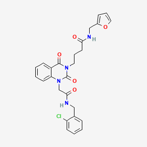 molecular formula C26H25ClN4O5 B6517453 4-[1-({[(2-chlorophenyl)methyl]carbamoyl}methyl)-2,4-dioxo-1,2,3,4-tetrahydroquinazolin-3-yl]-N-[(furan-2-yl)methyl]butanamide CAS No. 899909-00-3