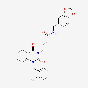 N-[(2H-1,3-benzodioxol-5-yl)methyl]-4-{1-[(2-chlorophenyl)methyl]-2,4-dioxo-1,2,3,4-tetrahydroquinazolin-3-yl}butanamide