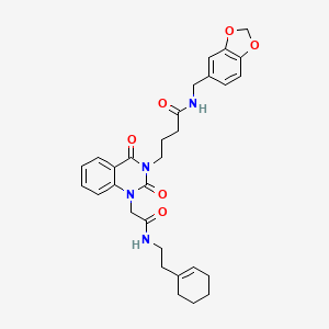 N-[(2H-1,3-benzodioxol-5-yl)methyl]-4-[1-({[2-(cyclohex-1-en-1-yl)ethyl]carbamoyl}methyl)-2,4-dioxo-1,2,3,4-tetrahydroquinazolin-3-yl]butanamide