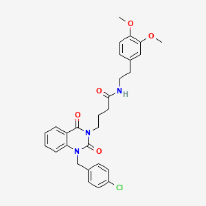 molecular formula C29H30ClN3O5 B6517493 4-{1-[(4-chlorophenyl)methyl]-2,4-dioxo-1,2,3,4-tetrahydroquinazolin-3-yl}-N-[2-(3,4-dimethoxyphenyl)ethyl]butanamide CAS No. 899916-24-6
