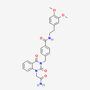 molecular formula C28H28N4O6 B6517537 4-{[1-(carbamoylmethyl)-2,4-dioxo-1,2,3,4-tetrahydroquinazolin-3-yl]methyl}-N-[2-(3,4-dimethoxyphenyl)ethyl]benzamide CAS No. 931952-03-3