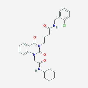 molecular formula C27H31ClN4O4 B6517541 N-[(2-chlorophenyl)methyl]-4-{1-[(cyclohexylcarbamoyl)methyl]-2,4-dioxo-1,2,3,4-tetrahydroquinazolin-3-yl}butanamide CAS No. 899937-52-1