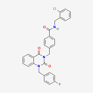 molecular formula C30H23ClFN3O3 B6517560 N-[(2-chlorophenyl)methyl]-4-({1-[(4-fluorophenyl)methyl]-2,4-dioxo-1,2,3,4-tetrahydroquinazolin-3-yl}methyl)benzamide CAS No. 931952-13-5