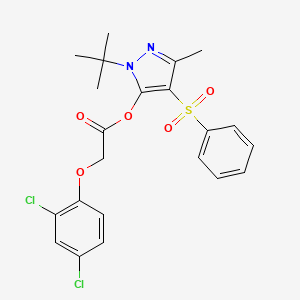 molecular formula C22H22Cl2N2O5S B6517572 4-(benzenesulfonyl)-1-tert-butyl-3-methyl-1H-pyrazol-5-yl 2-(2,4-dichlorophenoxy)acetate CAS No. 851081-72-6