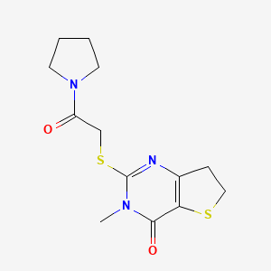 molecular formula C13H17N3O2S2 B6517581 3-methyl-2-{[2-oxo-2-(pyrrolidin-1-yl)ethyl]sulfanyl}-3H,4H,6H,7H-thieno[3,2-d]pyrimidin-4-one CAS No. 869075-71-8