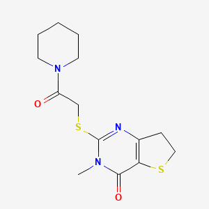 B6517589 3-methyl-2-{[2-oxo-2-(piperidin-1-yl)ethyl]sulfanyl}-3H,4H,6H,7H-thieno[3,2-d]pyrimidin-4-one CAS No. 869075-72-9