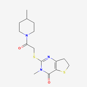 molecular formula C15H21N3O2S2 B6517590 3-methyl-2-{[2-(4-methylpiperidin-1-yl)-2-oxoethyl]sulfanyl}-3H,4H,6H,7H-thieno[3,2-d]pyrimidin-4-one CAS No. 869075-73-0