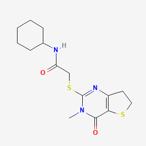 molecular formula C15H21N3O2S2 B6517627 N-cyclohexyl-2-({3-methyl-4-oxo-3H,4H,6H,7H-thieno[3,2-d]pyrimidin-2-yl}sulfanyl)acetamide CAS No. 893360-37-7