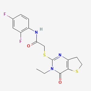 molecular formula C16H15F2N3O2S2 B6517657 N-(2,4-difluorophenyl)-2-({3-ethyl-4-oxo-3H,4H,6H,7H-thieno[3,2-d]pyrimidin-2-yl}sulfanyl)acetamide CAS No. 869076-45-9