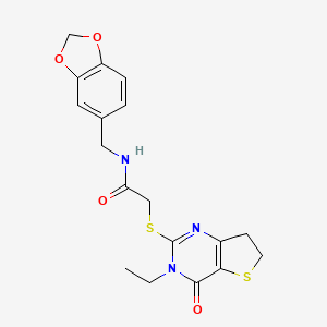 N-[(2H-1,3-benzodioxol-5-yl)methyl]-2-({3-ethyl-4-oxo-3H,4H,6H,7H-thieno[3,2-d]pyrimidin-2-yl}sulfanyl)acetamide