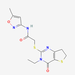 2-({3-ethyl-4-oxo-3H,4H,6H,7H-thieno[3,2-d]pyrimidin-2-yl}sulfanyl)-N-(5-methyl-1,2-oxazol-3-yl)acetamide