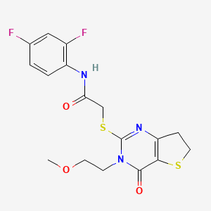 molecular formula C17H17F2N3O3S2 B6517719 N-(2,4-difluorophenyl)-2-{[3-(2-methoxyethyl)-4-oxo-3H,4H,6H,7H-thieno[3,2-d]pyrimidin-2-yl]sulfanyl}acetamide CAS No. 893372-45-7