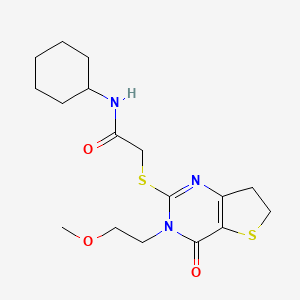 molecular formula C17H25N3O3S2 B6517726 N-cyclohexyl-2-{[3-(2-methoxyethyl)-4-oxo-3H,4H,6H,7H-thieno[3,2-d]pyrimidin-2-yl]sulfanyl}acetamide CAS No. 869076-75-5