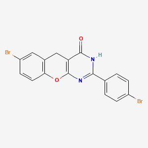 molecular formula C17H10Br2N2O2 B6517776 7-bromo-2-(4-bromophenyl)-3H,4H,5H-chromeno[2,3-d]pyrimidin-4-one CAS No. 902879-08-7