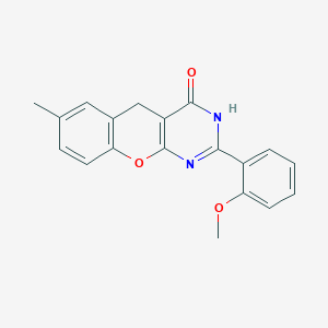 molecular formula C19H16N2O3 B6517826 2-(2-methoxyphenyl)-7-methyl-3H,4H,5H-chromeno[2,3-d]pyrimidin-4-one CAS No. 902880-11-9
