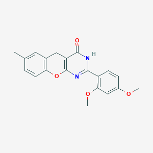 molecular formula C20H18N2O4 B6517832 2-(2,4-dimethoxyphenyl)-7-methyl-3H,4H,5H-chromeno[2,3-d]pyrimidin-4-one CAS No. 902880-19-7