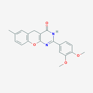 molecular formula C20H18N2O4 B6517833 2-(3,4-dimethoxyphenyl)-7-methyl-3H,4H,5H-chromeno[2,3-d]pyrimidin-4-one CAS No. 902880-25-5