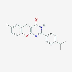 molecular formula C21H20N2O2 B6517837 7-methyl-2-[4-(propan-2-yl)phenyl]-3H,4H,5H-chromeno[2,3-d]pyrimidin-4-one CAS No. 902880-27-7