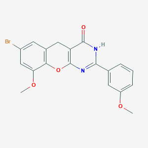 molecular formula C19H15BrN2O4 B6517842 7-bromo-9-methoxy-2-(3-methoxyphenyl)-3H,4H,5H-chromeno[2,3-d]pyrimidin-4-one CAS No. 902855-90-7