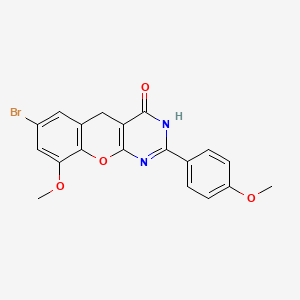 molecular formula C19H15BrN2O4 B6517847 7-bromo-9-methoxy-2-(4-methoxyphenyl)-3H,4H,5H-chromeno[2,3-d]pyrimidin-4-one CAS No. 902855-84-9