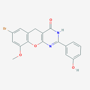 molecular formula C18H13BrN2O4 B6517855 7-bromo-2-(3-hydroxyphenyl)-9-methoxy-3H,4H,5H-chromeno[2,3-d]pyrimidin-4-one CAS No. 902856-05-7