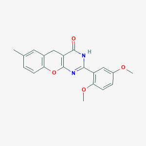 molecular formula C20H18N2O4 B6517879 2-(2,5-dimethoxyphenyl)-7-methyl-3H,4H,5H-chromeno[2,3-d]pyrimidin-4-one CAS No. 902856-27-3