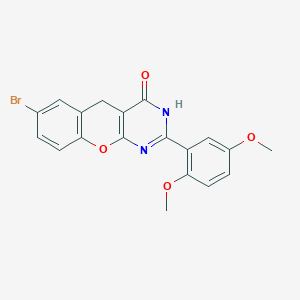 molecular formula C19H15BrN2O4 B6517881 7-bromo-2-(2,5-dimethoxyphenyl)-3H,4H,5H-chromeno[2,3-d]pyrimidin-4-one CAS No. 902856-32-0