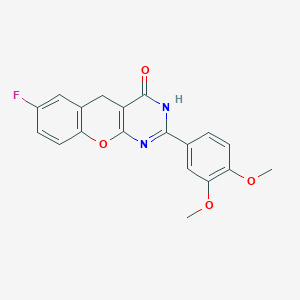 molecular formula C19H15FN2O4 B6517903 2-(3,4-dimethoxyphenyl)-7-fluoro-3H,4H,5H-chromeno[2,3-d]pyrimidin-4-one CAS No. 902856-72-8