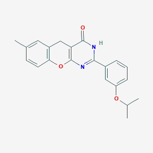 molecular formula C21H20N2O3 B6517919 7-methyl-2-[3-(propan-2-yloxy)phenyl]-3H,4H,5H-chromeno[2,3-d]pyrimidin-4-one CAS No. 902857-08-3