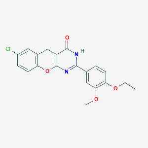 molecular formula C20H17ClN2O4 B6517939 7-chloro-2-(4-ethoxy-3-methoxyphenyl)-3H,4H,5H-chromeno[2,3-d]pyrimidin-4-one CAS No. 902886-41-3