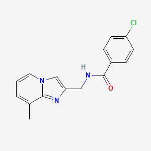 molecular formula C16H14ClN3O B6518005 4-chloro-N-({8-methylimidazo[1,2-a]pyridin-2-yl}methyl)benzamide CAS No. 868970-89-2