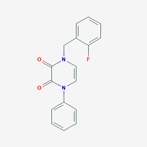 molecular formula C17H13FN2O2 B6518056 1-[(2-fluorophenyl)methyl]-4-phenyl-1,2,3,4-tetrahydropyrazine-2,3-dione CAS No. 904525-50-4
