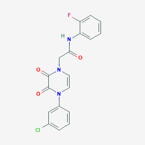 molecular formula C18H13ClFN3O3 B6518263 2-[4-(3-chlorophenyl)-2,3-dioxo-1,2,3,4-tetrahydropyrazin-1-yl]-N-(2-fluorophenyl)acetamide CAS No. 950381-14-3